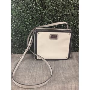 Nine West Gray, White And Black Triple Compartment Crossbody Purse